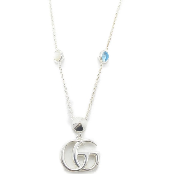 Gucci MOTHER OF PEARL NECKLACE NECKLACE 925 SILVER STAINLESS STEEL w/box - Picture 3 of 7